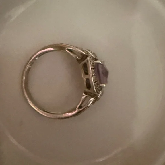 Vintage style, Amethyst & Genuine Diamond Filigree ring sz7 (Has Video) - Picture 13 of 17